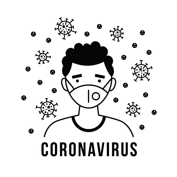 戴着防护医用口罩的男人。疾病、不适、过敏、污染、冠状病毒、COVID-19、2019-nCoV概念。预防流感、花粉热矢量图图片下载