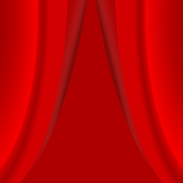 半开的红窗帘。现实的矢量图图片下载