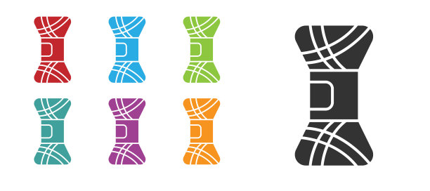 黑色纱线图标孤立在白色背景。标签适用于手工、针织或裁缝店。设置图标丰富多彩。矢量图图片下载