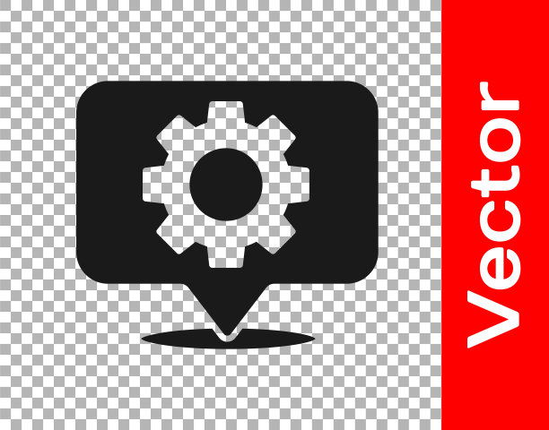 黑色位置与齿轮图标隔离在透明背景上。矢量图图片下载