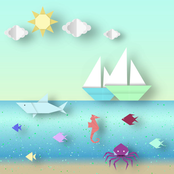 折纸的风景。图片下载