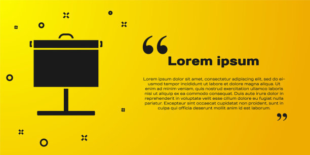 黑色投影屏幕图标孤立在黄色背景。业务演示可视内容，如幻灯片、信息图和视频。矢量图图片下载