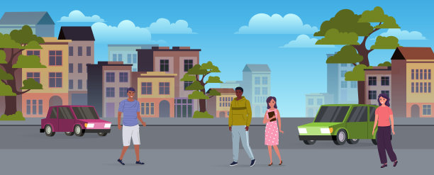 城市街道上的人们素材图片