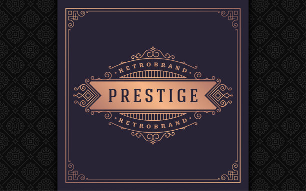 复古标志优雅繁盛线条艺术优雅装饰维多利亚风格矢量模板设计图片下载