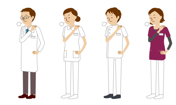 插图设置的医疗保健工作者(医生，护士，物理治疗师，放射学家)谁是非常累图片下载