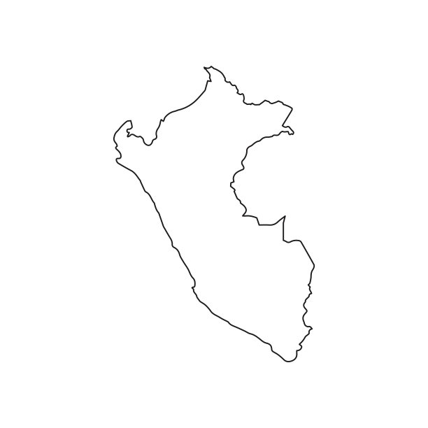 秘鲁国家线美洲，美国地图插图，矢量孤立在白色背景，轮廓风格图片下载