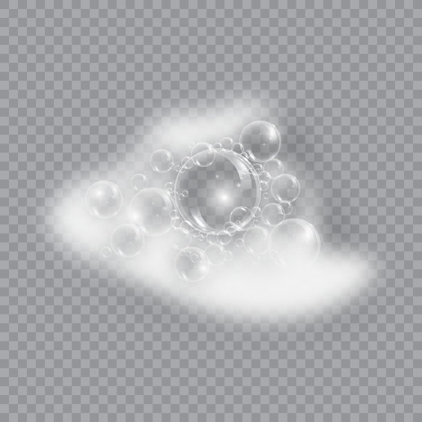 沐浴泡沫肥皂与气泡隔离矢量插图透明背景。洗发水和肥皂泡沫泡沫向量插图图片下载