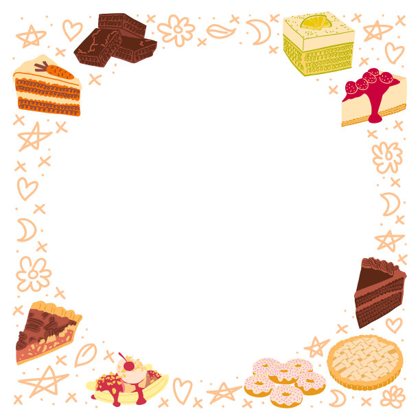 方形框架搭配美式甜点图片下载