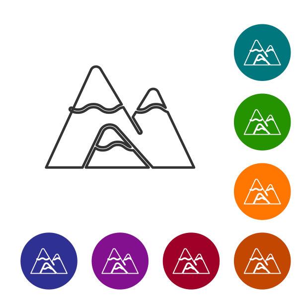灰色线山图标孤立在白色图片下载
