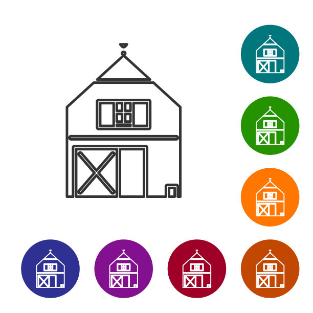 灰线农场房子概念图标孤立上图片下载