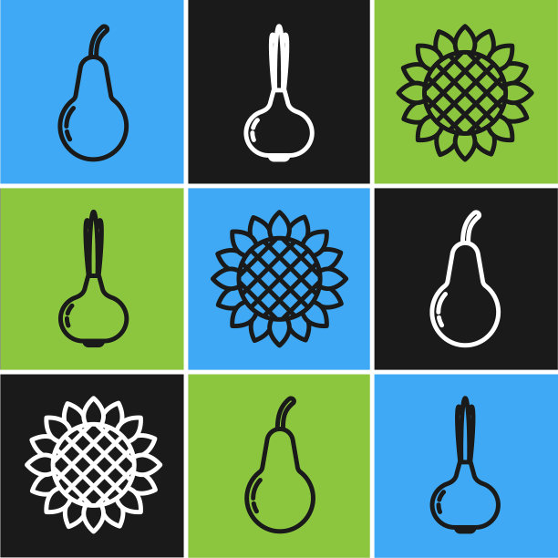 设置线梨，向日葵和洋葱的图标图片下载