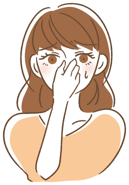 捏鼻子的女人图片下载