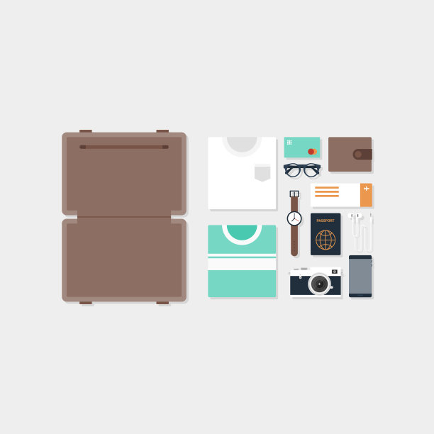 旅行元素和对象布局概念平面图片下载