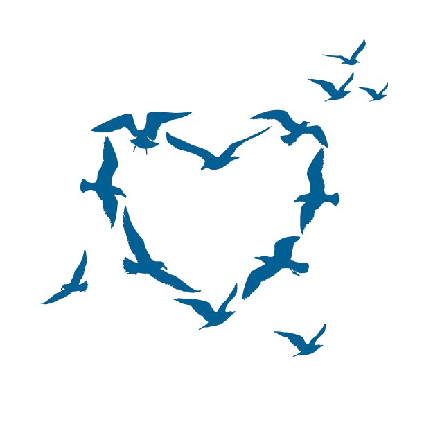 海鸥的心。可用于明信片、情人节卡片、婚礼请帖。向量illusrtation图片下载