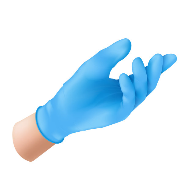 手戴蓝色乳胶医用手套。真实的矢量插图无菌橡胶防护卫生设备的护士或外科医生隔离在白色背景图片下载