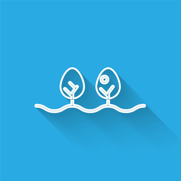 白色线植物图标孤立与长阴影图片下载