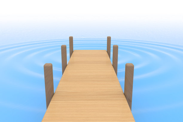 码头和水面。木墩。涟漪。3 d渲染图片下载