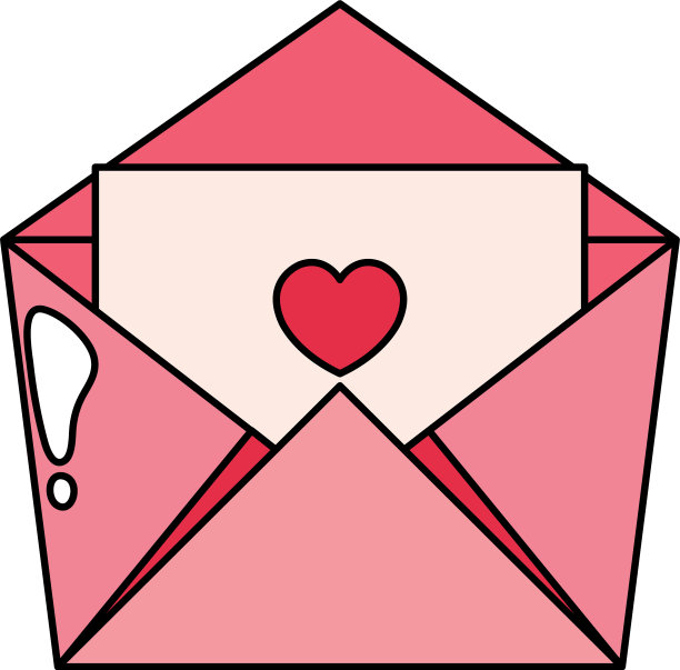 信封邮件与心隔离图标图片下载