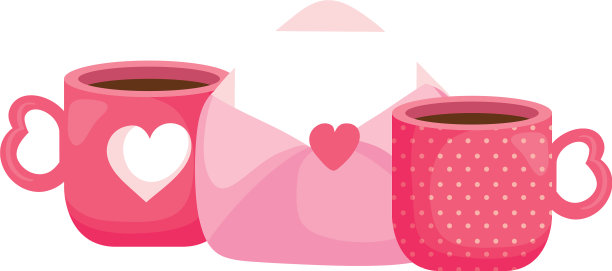 信封邮件与心杯咖啡图片下载