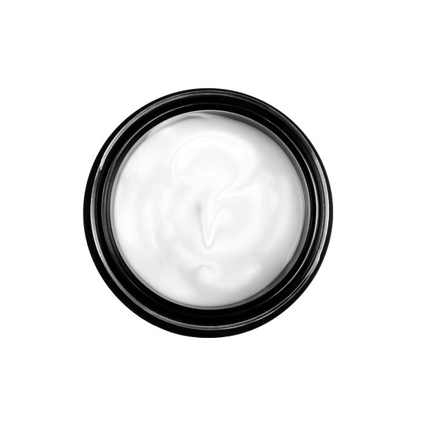 将美霜放在一个瓶子里，以问号的形状孤立在白色背景上，俯视图，无阴影，用于拼贴图片下载