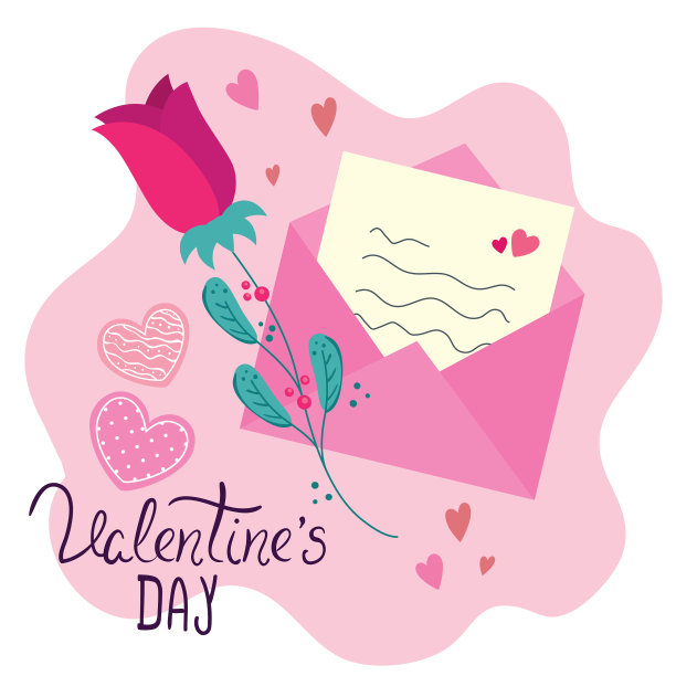 有信封和装饰的情人节卡片图片下载