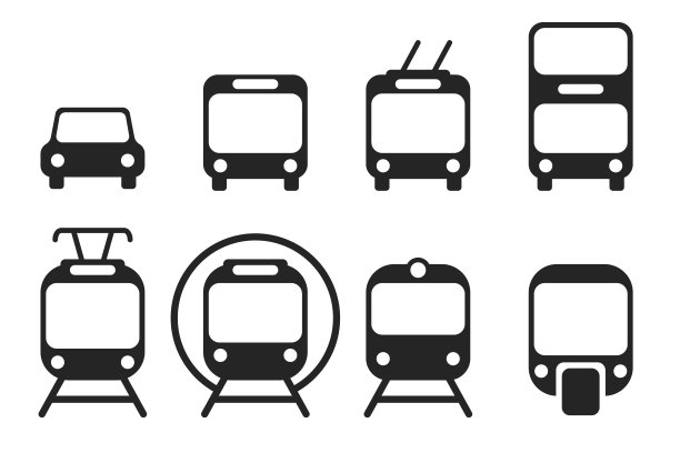 城市公共交通图标向量公交车有轨电车图片下载