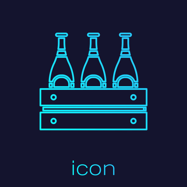 绿松石线包装啤酒瓶图标孤立图片下载