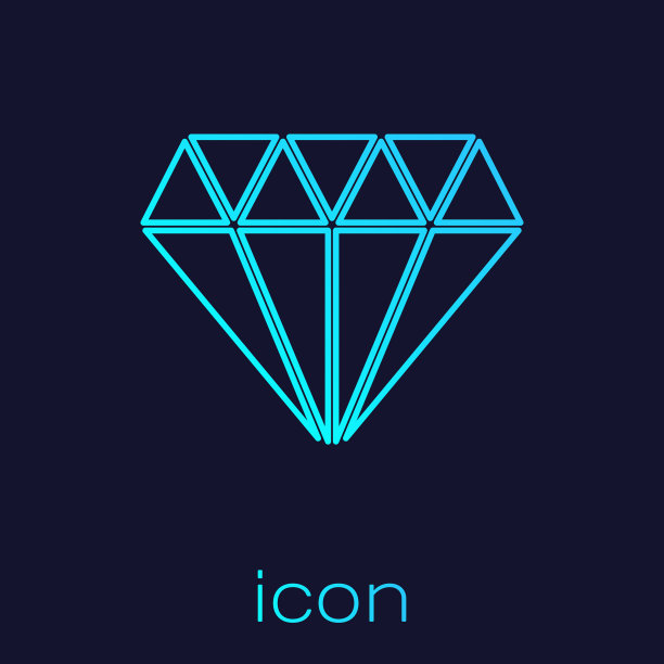 绿松石线钻石图标孤立在蓝色图片下载