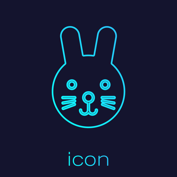 绿松石线兔星座图标孤立上图片下载