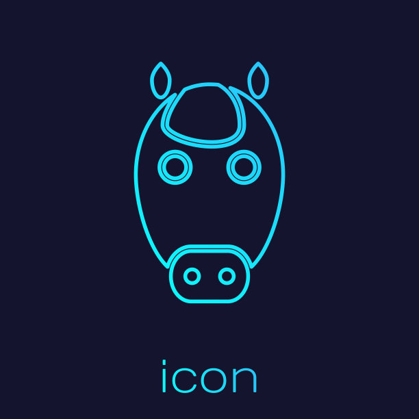 绿松石线马星座图标孤立上图片下载