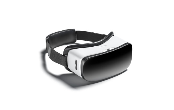 空白白色虚拟现实眼镜模型，侧视图图片下载