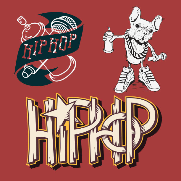 嘻哈说唱音乐相关矢量插图设计。图片下载