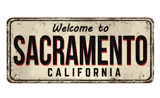 欢迎来到萨克拉门托古老的生锈金属标识图片下载