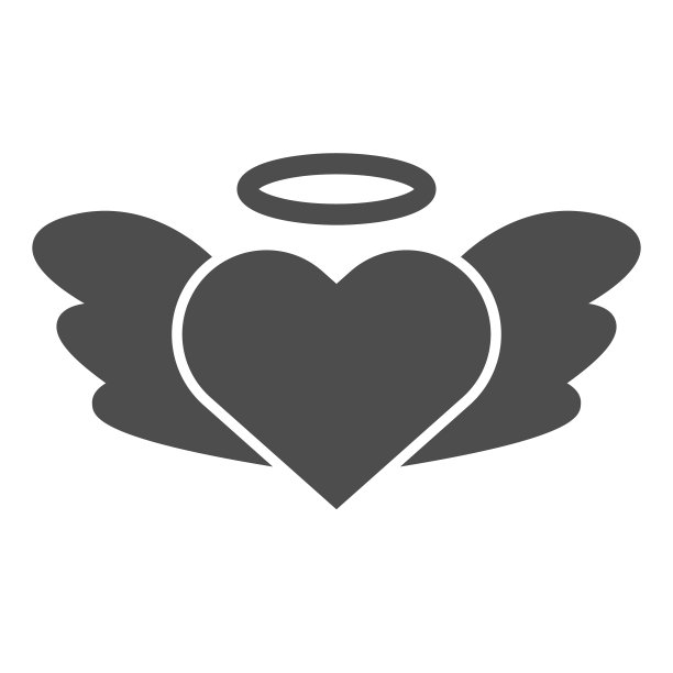 心形的天使翅膀固体图标浪漫图片下载