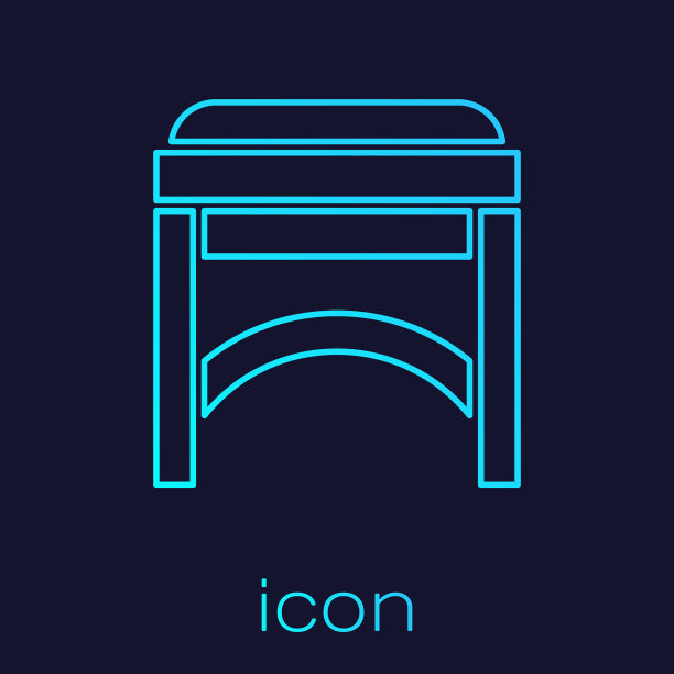 绿松石线椅子图标孤立在蓝色图片下载