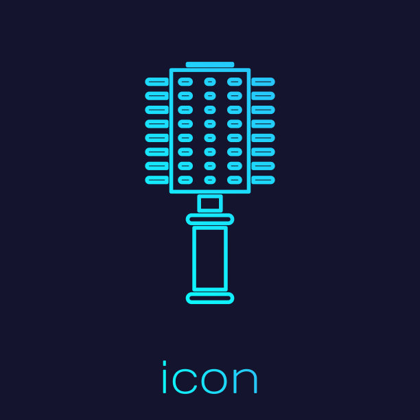 绿松石线发刷图标孤立在蓝色图片下载