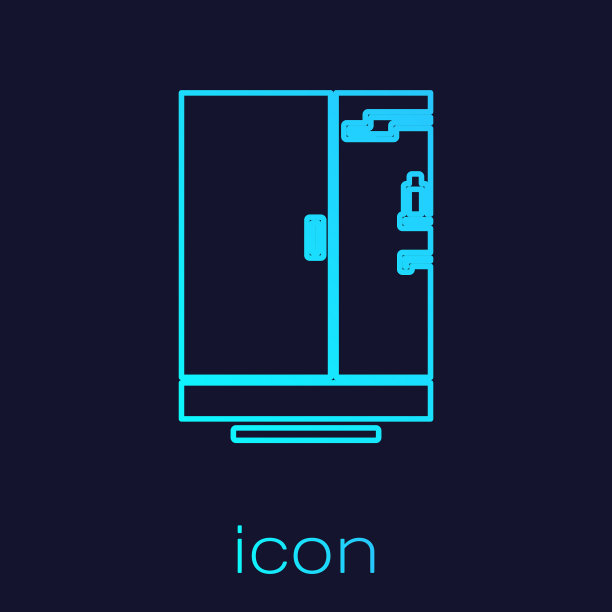 绿松石线淋浴舱图标孤立在蓝色图片下载