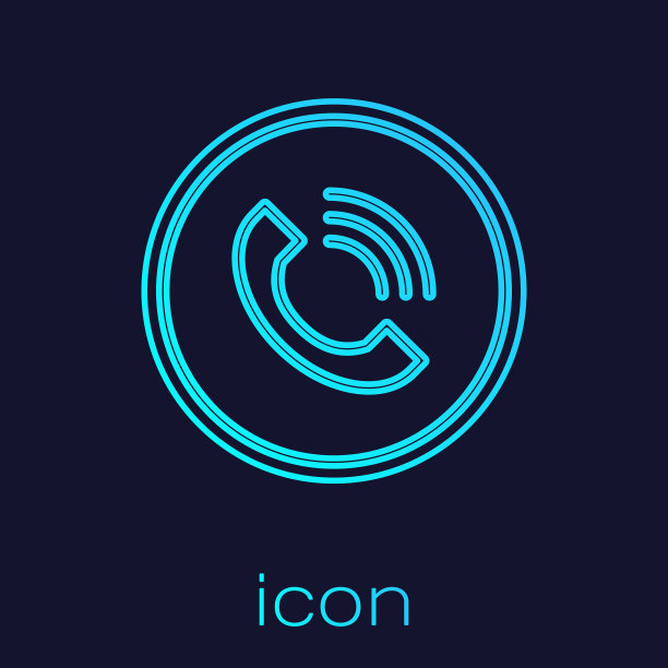 绿松石线路电话图标孤立在蓝色图片下载