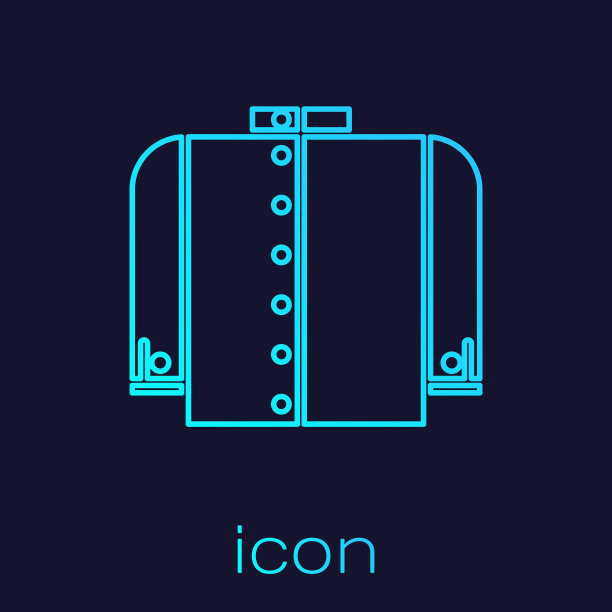 绿松石线t恤图标孤立在蓝色图片下载