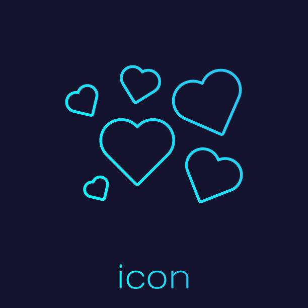 绿松石线心图标孤立在蓝色图片下载