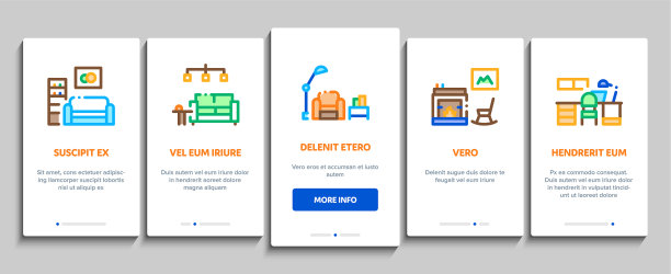 家居房间家具上的元素图标集图片下载
