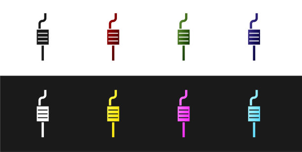 设置汽车消声器图标隔离在黑色和白色图片下载