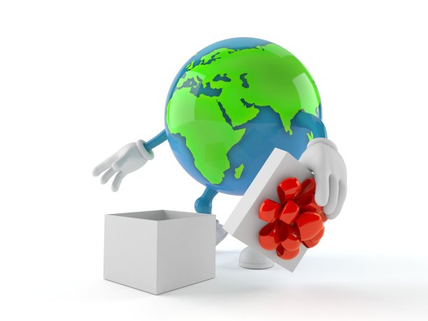 世界全球人物与开放的礼物图片下载