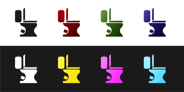 设置抽水马桶图标隔离在黑色和白色图片下载