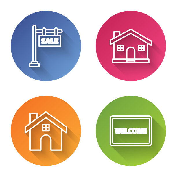 设行挂有文字售房标志的房子图片下载