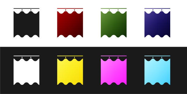 设置窗帘图标隔离在黑色和白色图片下载