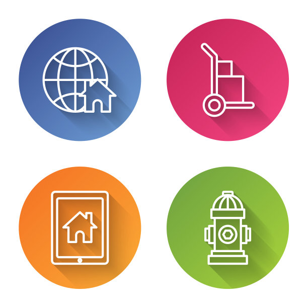 设置线地球仪与房屋标志，手动卡车和图片下载