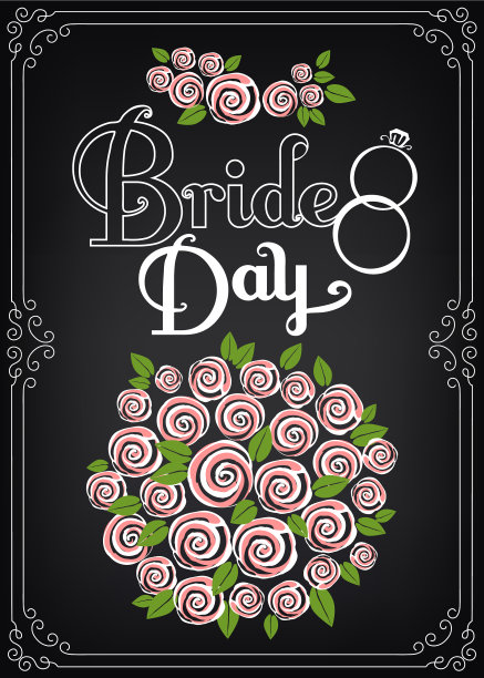 邀请模板与美丽的婚礼鲜花图片下载