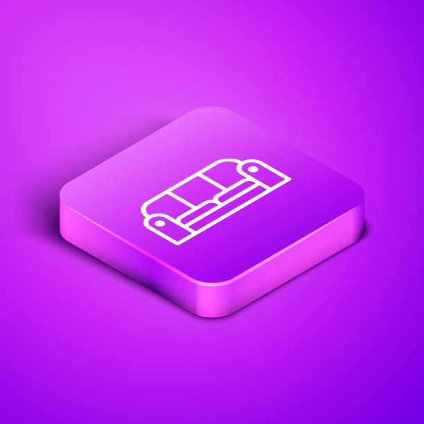 等距线沙发图标孤立在紫色图片下载