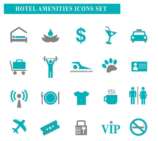 酒店旅游设施图标设置符号图片下载